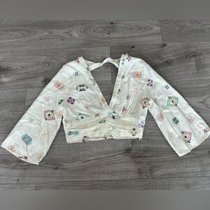 Zara boho cropped blouse backless size m